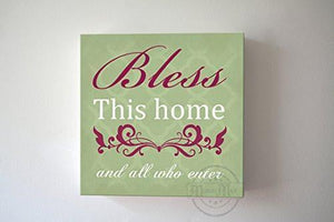 Bless This Home & All Who Enter Quote - Stretched Canvas Wall Art - Wedding & Memorable Anniversary Gifts - Unique Wall Decor - MuralMax Interiors