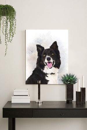 Border Collie Pet Portrait Dog Watercolor Painting Canvas Art - Animal Illustration - Home Decor - Nursery Decor Contemporary Dog Wall Art - MuralMax Interiors
