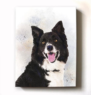 Border Collie Pet Portrait Dog Watercolor Painting Canvas Art - Animal Illustration - Home Decor - Nursery Decor Contemporary Dog Wall Art - MuralMax Interiors