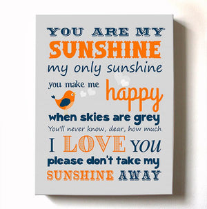 Boy Nursery Art - You Are My Sunshine Boy Canvas Art - Inspirational Quote Baby Shower Gift - MuralMax Interiors
