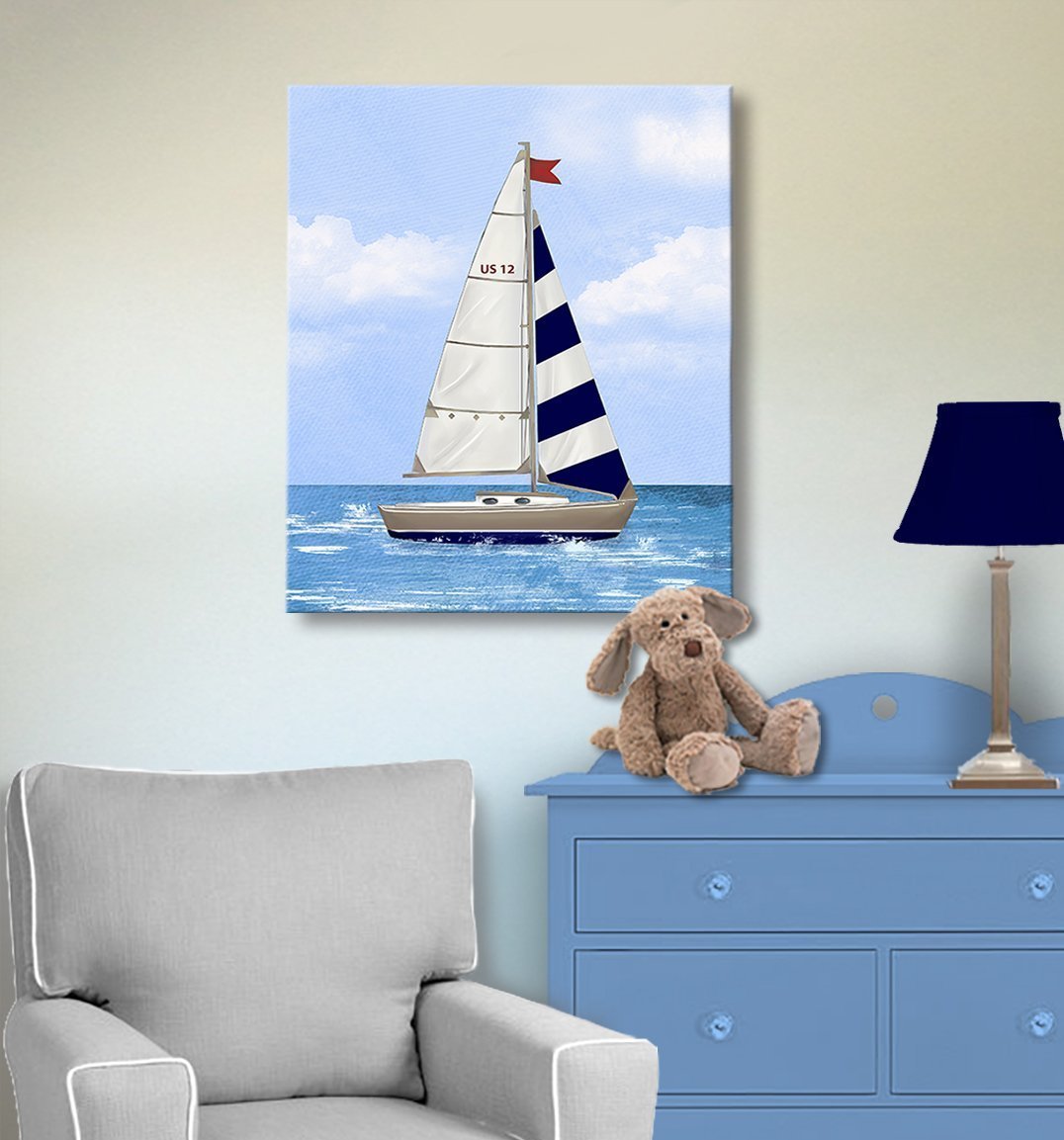 Personalized Nautical Sailboat Nursery Art - Nautical Boy Room