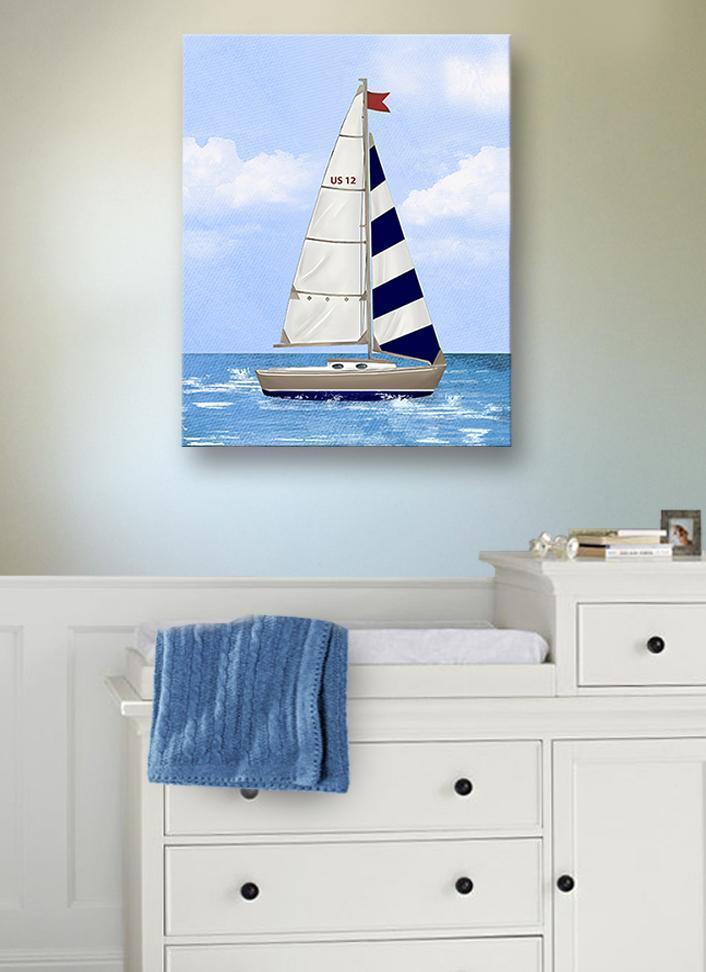 Personalized Nautical Sailboat Nursery Art - Nautical Boy Room