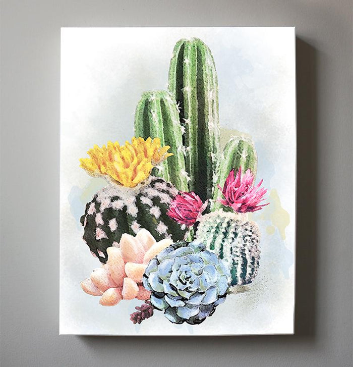 Cactus Decor Canvas Wall Art - Botanical Wall Decor - Watercolor Painting Living Room Bedroom Wall Decoration