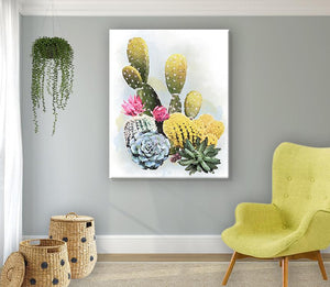 Cactus Watercolor Art - Botanical Wall Decor - Office Decor- Living Room Bedroom Wall DecorationHomeMuralMax Interiors