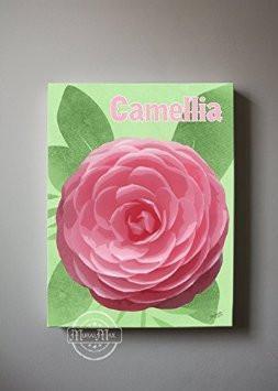 Camellia Floral Canvas Wall Art-B018ISM2GK