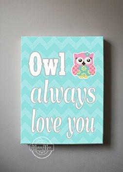 Chevron Owl Canvas Quote Art - Owl Always Love You - Whimsical Owl Collection - Set of 2 - MuralMax Interiors