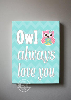Chevron Owl Canvas Quote Art - Owl Always Love You - Whimsical Owl Collection - Set of 2 - MuralMax Interiors