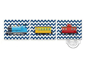 Chevron Railroad Train Cars Theme - Unframed Prints - Set of 3-B018KOCHU8 - MuralMax Interiors