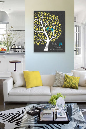 Christmas Gift - Personalized Unique Family Tree - Stretched Canvas Wall Art - Make Your Holiday & Anniversary Gifts Memorable - Unique Decor - Color - Charcoal - B01I0AODJK - MuralMax Interiors