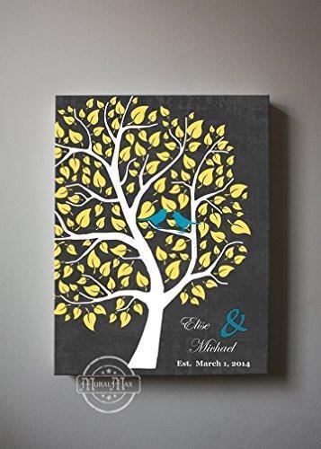 Christmas Gift - Personalized Unique Family Tree - Stretched Canvas Wall Art - Make Your Holiday & Anniversary Gifts Memorable - Unique Decor - Color - Charcoal - B01I0AODJK