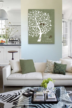 Couples Gift Unique Personalized Family Tree - Stretched Canvas Wall Art - Make Your Wedding & Anniversary Gifts Memorable - Unique Decor - Color - Green # 2 - B01I0AODJK - MuralMax Interiors