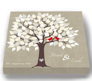 Custom Alternative Wedding Guestbook 150 Leaf Tree Canvas Wall Art, Anniversary Gifts, Unique Wall Decor - Beige150Leaf - B01L2L4R8G - MuralMax Interiors