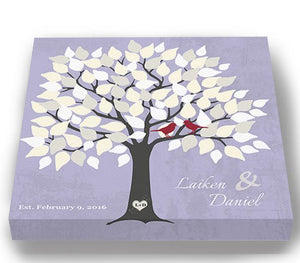 Wedding Gift - Custom Alternative Wedding Guest Book 100-150 Leaf Family Tree Canvas Wall Art - Unique Guest Book Ideal - LilacHomeMuralMax Interiors
