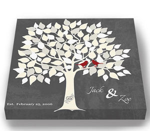 Wedding Guest Book - Custom Wedding Tree 100 150 Guests Stretched Canvas Wall Art - Unique Guest Book Ideal - GrayHomeMuralMax Interiors