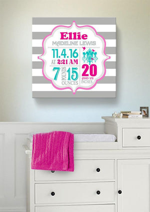 Custom Baby Girl Nursery Decor Birth Announcements - Chandelier Canvas Nursery Wall ArtBaby ProductMuralMax Interiors