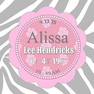Custom Birth Announcements For Girl - Modern Nursery Art Baby Girl - Make Your New Baby Gifts Memorable - Color: Hot-Pink - Stretched Canvas - B018GSV1UK - MuralMax Interiors
