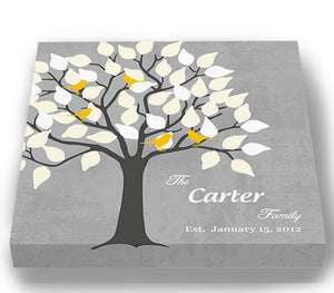 Custom Canvas Family Wedding Tree - Personalized Wedding Anniversary Housewarming Gift For Couple - Canvas Wall Art - Color - Gray # 1 - B01IFBS46C - MuralMax Interiors