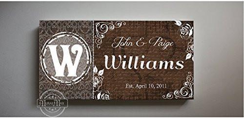 Custom Family Name & Established Date - Stretched Canvas Wall Art - Wedding & Memorable Anniversary Gifts - Unique Wall Decor - B01L4UVCTM