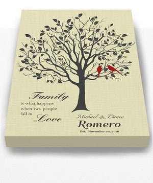 Custom Family Tree Canvas Art - When Two People Fall In Love - Wedding & Anniversary Gifts - Cream - MuralMax Interiors