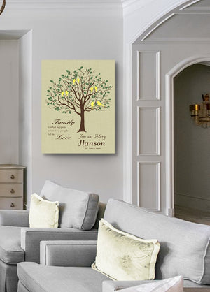 Custom Family Tree Canvas Wall Art - Wedding & Anniversary Gifts - Unique Wall Decor - Sandstone - MuralMax Interiors