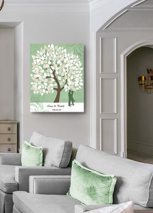 Custom Family Tree Guest Book Canvas Wall Art, Make Your Wedding & Anniversary Gifts Memorable, Unique Wall Decor - Green - B01LZ45D4T - MuralMax Interiors