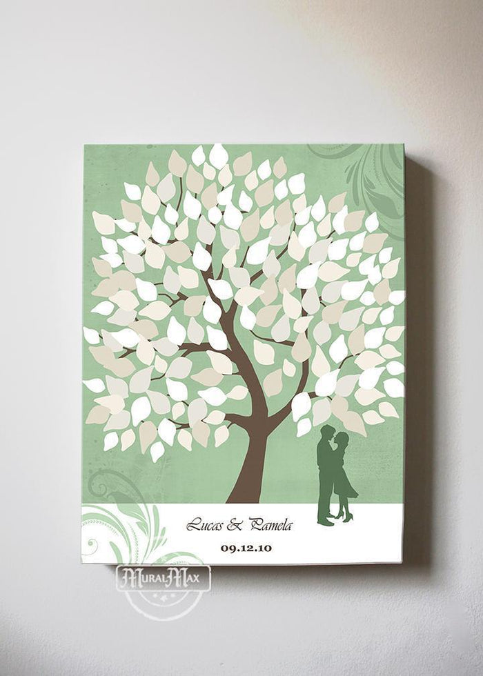 Custom Family Tree Guest Book Canvas Wall Art, Make Your Wedding & Anniversary Gifts Memorable, Unique Wall Decor - Green - B01LZ45D4T