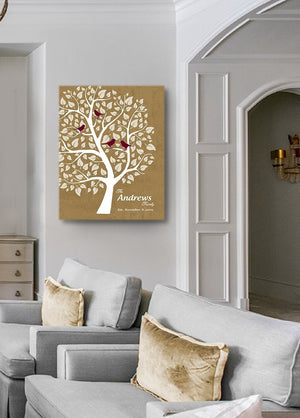 Custom Family Tree - Stretched Canvas Wall Art - Wedding & Anniversary Gifts - Unique Decor - Color Beige # 1 - 30-DAY - Color - Gold - B01L7IB99O - MuralMax Interiors