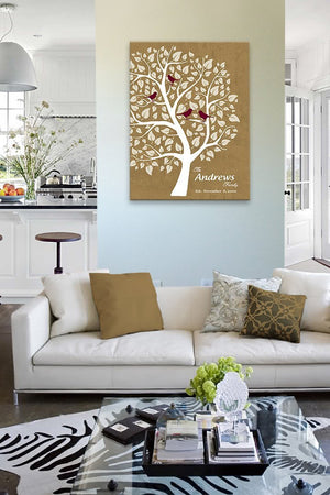 Custom Family Tree - Stretched Canvas Wall Art - Wedding & Anniversary Gifts - Unique Decor - Color Beige # 1 - 30-DAY - Color - Gold - B01L7IB99O - MuralMax Interiors