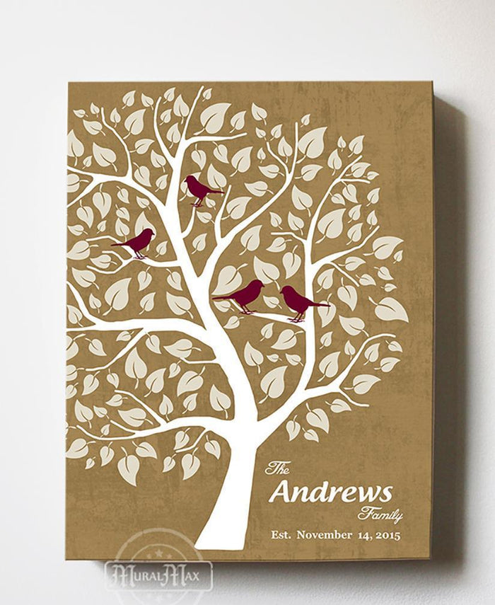 Custom Family Tree - Stretched Canvas Wall Art - Wedding & Anniversary Gifts - Unique Decor - Color Beige # 1 - 30-DAY - Color - Gold - B01L7IB99O
