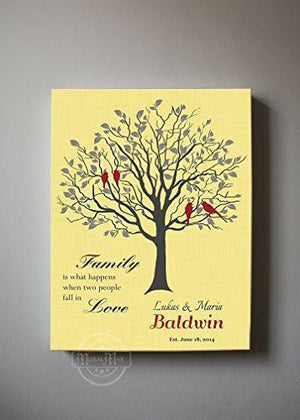 Custom Family Tree - When Two People Fall In Love Canvas Wall Art - Wedding & Anniversary Gifts - Sunshine Cream - MuralMax Interiors