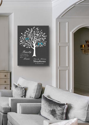 Custom Family Tree When Two People Fall In Love Stretched Canvas Wall Art Wedding &amp; Anniversary Gifts- CharcoalHomeMuralMax Interiors