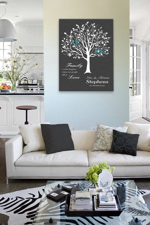 Custom Family Tree When Two People Fall In Love Stretched Canvas Wall Art Wedding &amp; Anniversary Gifts- CharcoalHomeMuralMax Interiors