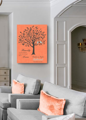 Custom Family Tree, When Two People Fall In Love, Stretched Canvas Wall Art, Wedding & Anniversary Gifts, Unique Wall Decor, Color, Charcoal - 30-DAY - Color - Butterfly Peach - B01KPFOJTC - MuralMax Interiors