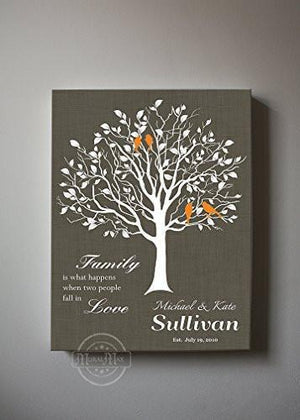 Custom Family Tree, When Two People Fall In Love, Stretched Canvas Wall Art, Wedding & Anniversary Gifts, Unique Wall Decor, Color, Charcoal - 30-DAY - Color - Chocolate - B01KPFOJTC - MuralMax Interiors