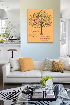 Custom Family Tree, When Two People Fall In Love, Stretched Canvas Wall Art, Wedding & Anniversary Gifts, Unique Wall Decor, Color, Charcoal - 30-DAY - Color - Florida Orange - B01KPFOJTC - MuralMax Interiors