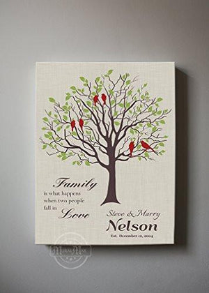 Personalized Wedding Gift for Couples Gift for Her Him Newlywed Engagement Anniversary Gift - Family Tree Canvas Art - Light TaupeHomeMuralMax Interiors