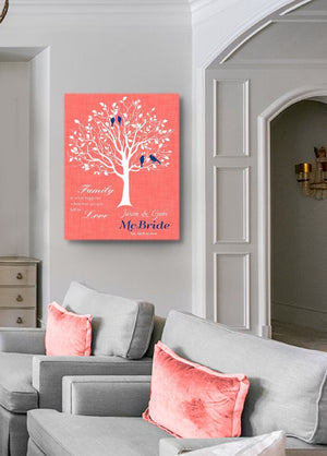 Custom Family Tree, When Two People Fall In Love, Stretched Canvas Wall Art, Wedding & Anniversary Gifts, Unique Wall Decor, Color, Charcoal - 30-DAY - Color - Paradise Peach - B01KPFOJTC - MuralMax Interiors