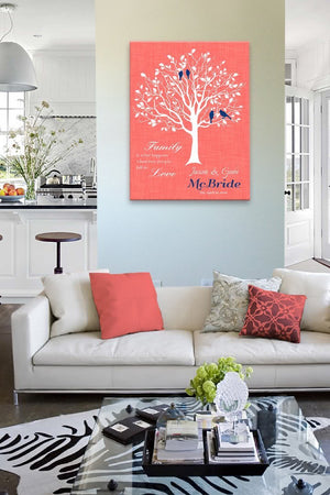 Custom Family Tree, When Two People Fall In Love, Stretched Canvas Wall Art, Wedding & Anniversary Gifts, Unique Wall Decor, Color, Charcoal - 30-DAY - Color - Paradise Peach - B01KPFOJTC - MuralMax Interiors
