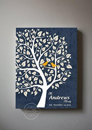 Custom Gift - Family Tree Stretched Canvas Wall Art - Make Your Wedding & Anniversary Gifts Memorable - Unique Decor - Color Beige # 1 - 30-DAY - Color - Navy - B01L7IB99O - MuralMax Interiors