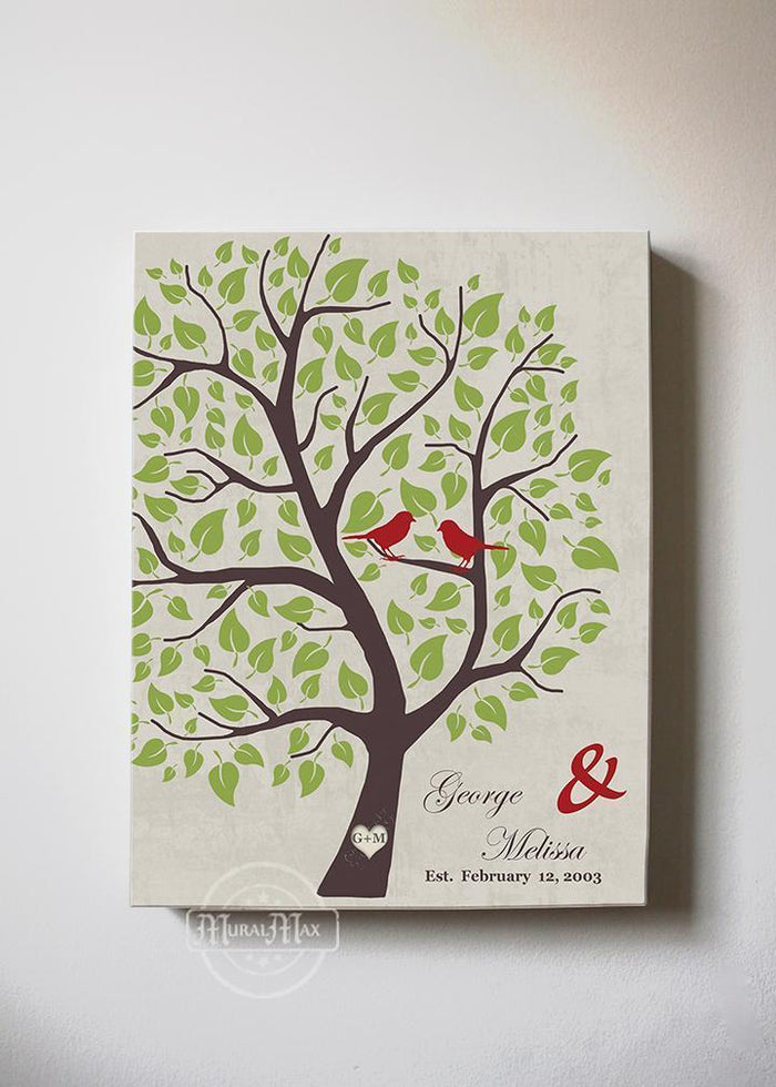 Custom Wedding Gift - Unique Family Tree - Stretched Canvas Wall Art - Wedding & Anniversary Gift - Color Beige