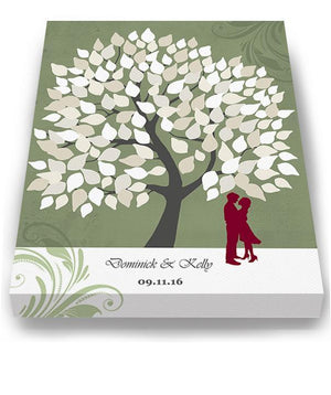 Custom Wedding Guest Book Family Tree Canvas Wall Art 150 Leaves, Make Your Wedding Memorable, Unique Wall Decor - Olive - B01LZ45D4T - MuralMax Interiors