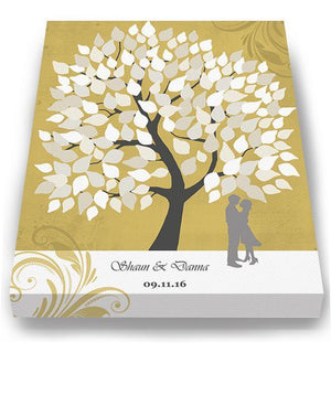Rustic Wedding Guest Book Family Tree Canvas Wall Art Make Your Wedding Gifts Memorable GoldHomeMuralMax Interiors