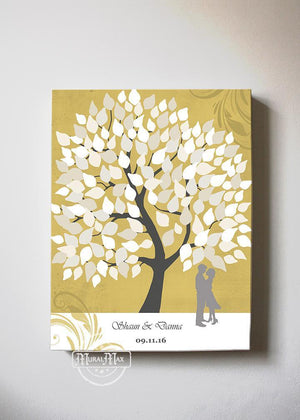 Rustic Wedding Guest Book Family Tree Canvas Wall Art Make Your Wedding Gifts Memorable GoldHomeMuralMax Interiors
