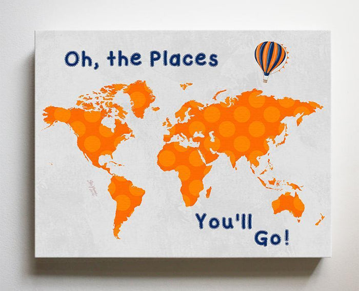 Dr Seuss Nursery Decor - Canvas World Map Boy's Room Art - Oh The Places You'll Go-B071VDDN3L