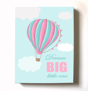 Dream Big Baby Girl Hot Air Balloon Canvas Nursery Art - Adventure Nursery or Playroom DecorBaby ProductMuralMax Interiors