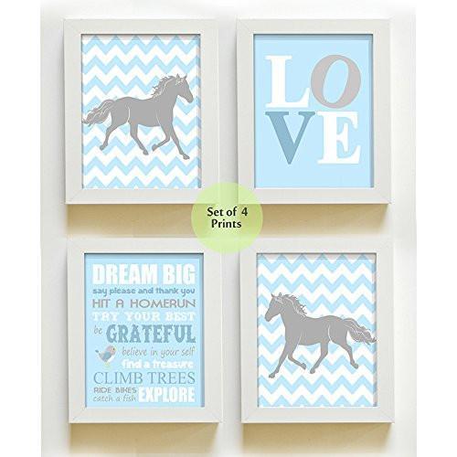 Dream Big Chevron Horse Collection - Set of 4 - Unframed Prints-B01CRT6VJK