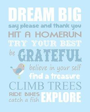 Dream Big Inspirational Quote Playroom Rules -Unframed Print -Baby Blue