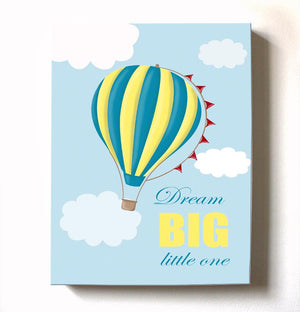 Dream Big Little One Nursery Decor - Hot Air Balloon Canvas Art for Boy's Room or NurseryBaby ProductMuralMax Interiors