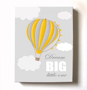 Dream Big Little One Nursery Decor - Hot Air Balloon Canvas Art for Boy's Room or NurseryBaby ProductMuralMax Interiors