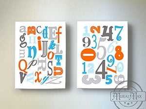 Educational ABC's & 123"s Nursery Theme - The Canvas Letter's & Number's Collection - Set of 2-B019017Q6K - MuralMax Interiors